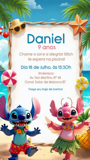 Invitación de cumpleaños Stitch – Estático – CollorGraph Convites
