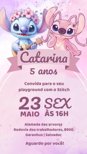 Invitación de cumpleaños Stitch – Estático – Convite encantado
