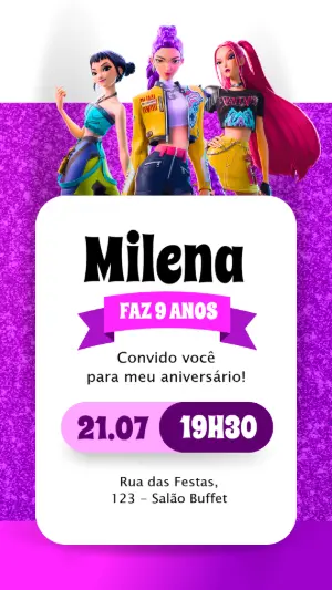 Invitation d'anniversaire KPop Demon Hunters – Statique – Danjo