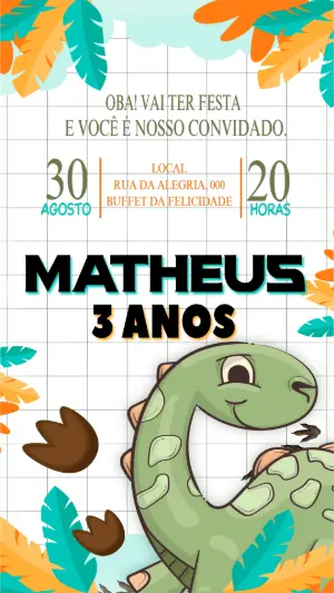 Invitación de cumpleaños Dinosaurio – Estático – Bucle