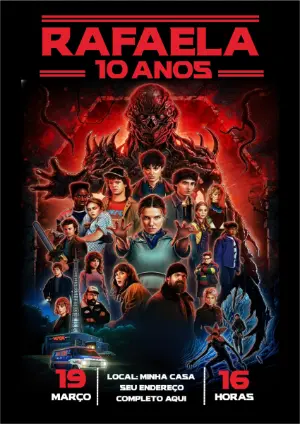 Convite Digital Stranger Things para Aniversário Editável