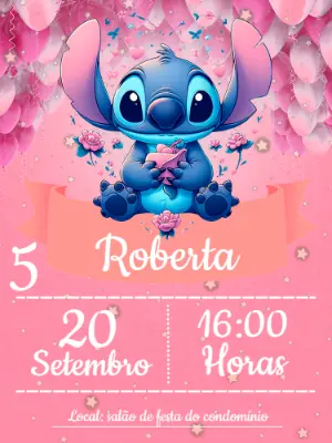 Invitación de cumpleaños Stitch – Estático – Victor designer