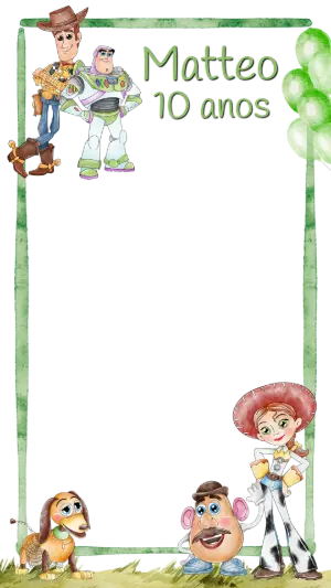 Moldura de Aniversário Toy Story para Foto Editável