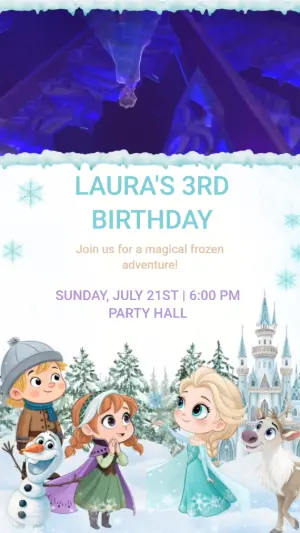 Animated Frozen Birthday Invitation | Editable Video Template