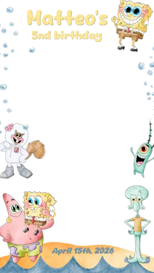 SpongeBob Birthday Photo Frame Editable Digital Template