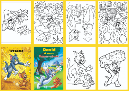 Livrinho de Colorir Tom e Jerry para Aniversário Editável