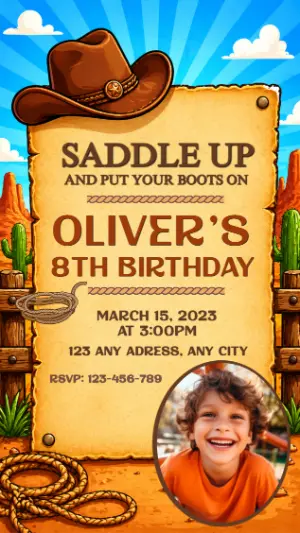 Cowboy Western Birthday Invitation Editable Template