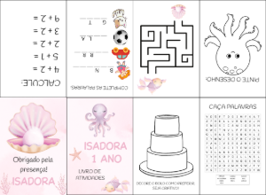 Mini Livro de Atividades Fundo do Mar Editável para Festa
