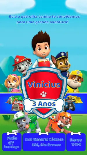 Invito di compleanno Paw Patrol – Statico – darlene silva