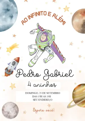 Convite de Aniversário Buzz Lightyear para Editar Online