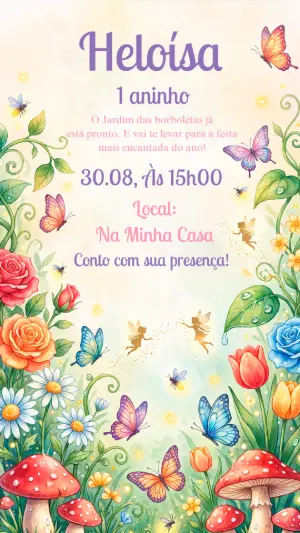 Invitación de cumpleaños Jardín encantado – Estático – Alegria no ar