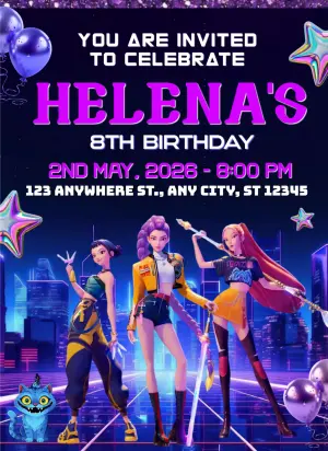Demon Hunter Birthday Invitation Template to Edit