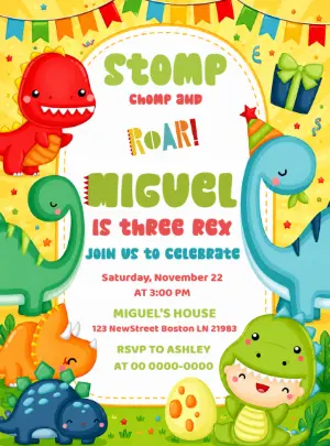 Invitación de cumpleaños Dinosaurio – Estático – Decore Arte