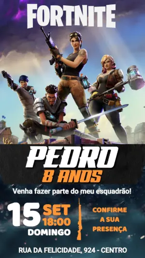 Convite Digital Fortnite Aniversário Infantil Editável