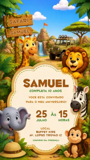 Safari Birthday Invitation – Static – CollorGraph EDITOR