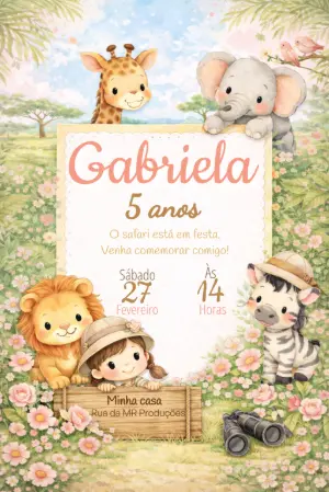 Safari Birthday Invitation – Static – Convites MR Produções