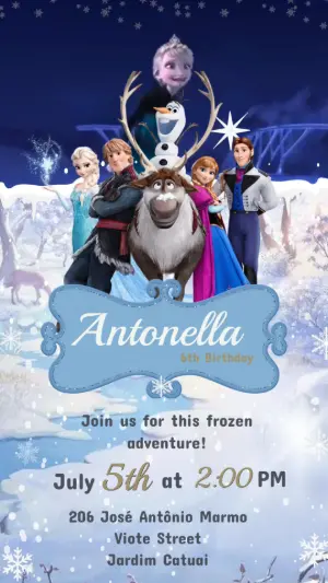 Animated Frozen Birthday Video Invitation Template