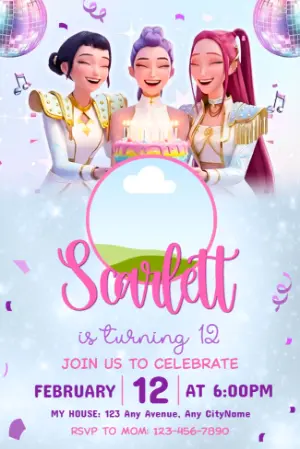 Invitation d'anniversaire KPop Demon Hunters – Statique – Jotta Arts