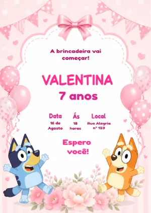 Invito di compleanno Bluey – Statico – KC Design