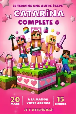 Invitation Anniversaire Minecraft Fille Rose à Modifier en Ligne