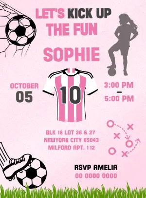 Editable Soccer Birthday Invitation for Girls Online