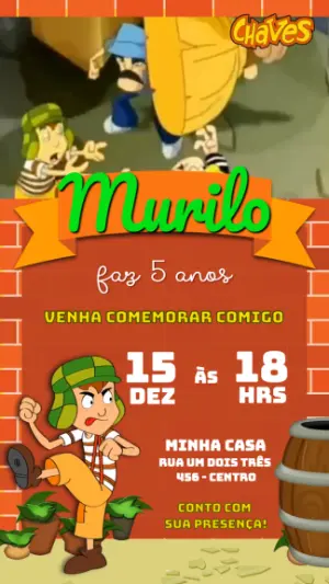 Convite Animado Aniversário Chaves: Modelo de Vídeo Editável
