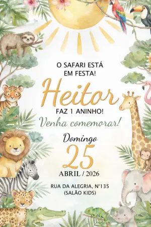 Safari Birthday Invitation – Static – Borboleta Convites