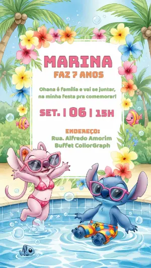 Invitación de cumpleaños Stitch – Estático – CollorGraph Convites