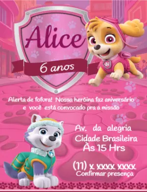 Invito di compleanno Paw Patrol – Statico – Clara Caroline 