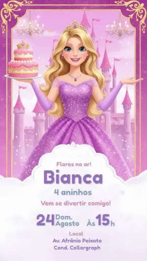 Invitación de cumpleaños Princesas – Estático – CollorGraph EDITOR