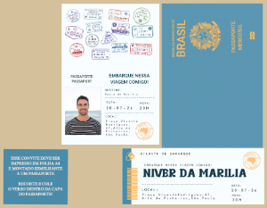 Convite de Aniversário Editável Tema Viagem Passaporte com foto