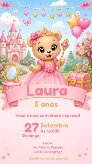 Invitación de cumpleaños Princesas – Estático – CollorGraph EDITOR