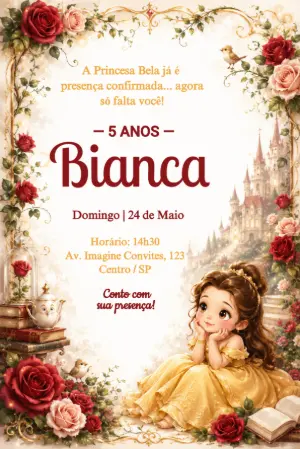 Invitación de cumpleaños Princesas – Estático – Érika Souza Studio