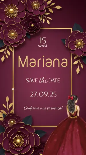 Quinceañera Invitation – Static – Convite digital - Edite você mesmo