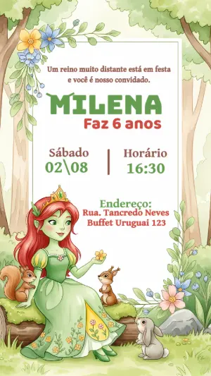 Convite Aniversário Princesa Fiona Shrek para Editar Online