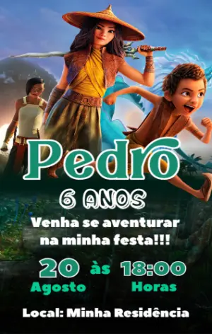 Convite de Aniversário Raya e o Último Dragão para Editar