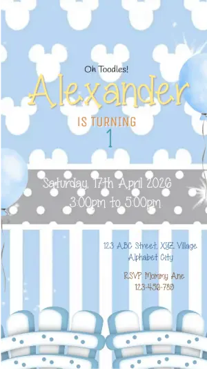 Animated Baby Mickey Birthday Video Invitation Template