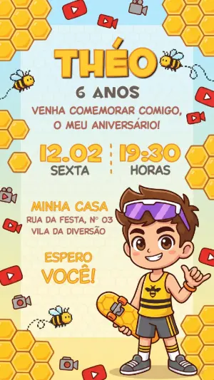 Convite de Aniversário Youtuber Natan Por Aí Editável