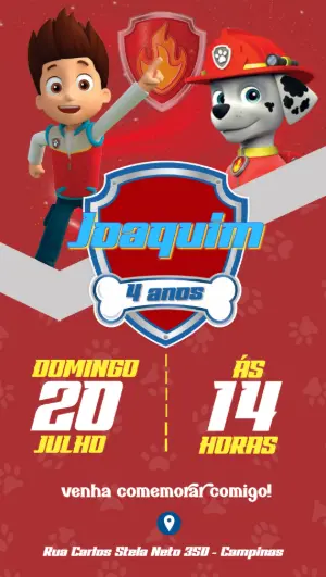 Invito di compleanno Paw Patrol – Statico – demax papelaria