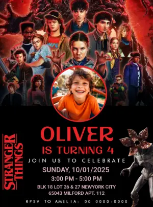 Stranger Things Birthday Invitation | Editable Digital Template with photo