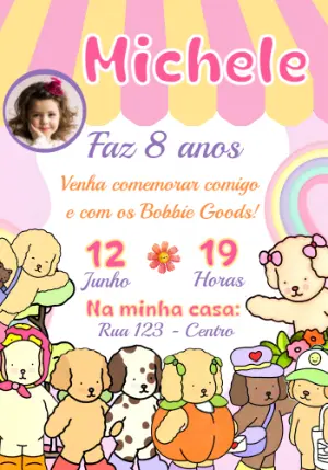 Convite de Aniversário Bobbie Goods com Foto para Editar