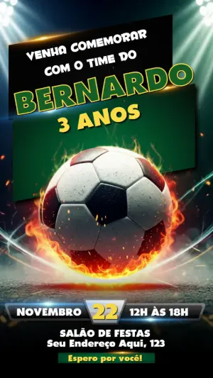 Soccer Birthday Invitation – Static – Convite digital - Edite você mesmo