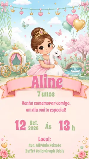 Invitación de cumpleaños Princesas – Estático – CollorGraph Convites