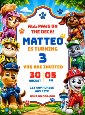 Invito di compleanno Paw Patrol – Statico – Decore Arte