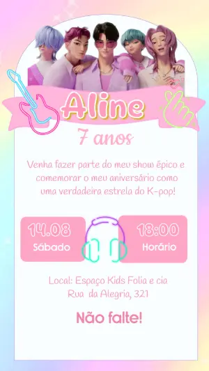 Invitation d'anniversaire KPop Demon Hunters – Statique – Felicity Artes