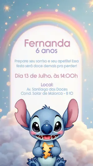 Invitación de cumpleaños Stitch – Estático – CollorGraph Convites