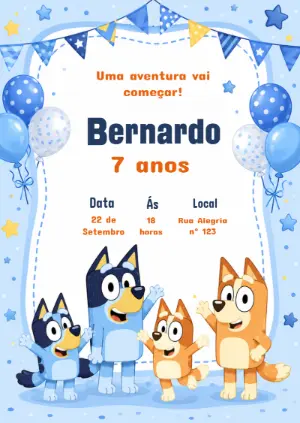 Invito di compleanno Bluey – Statico – KC Design