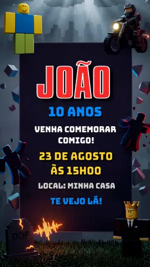 Invito di compleanno Roblox – Statico – Alegria no ar