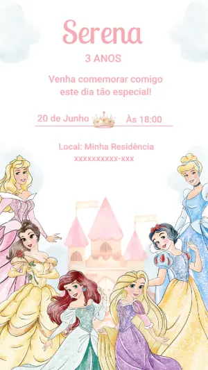 Invito di compleanno Principesse – Statico – Tali Convites