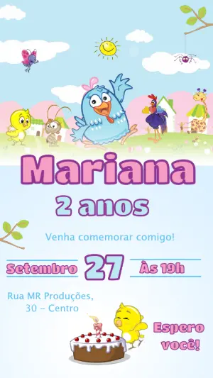 Convite de Aniversário Galinha Pintadinha Colorido para Editar